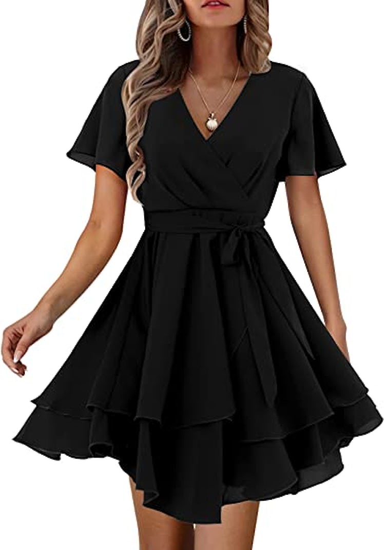 Amoretu Casual Short Sleeve Wrap Dress