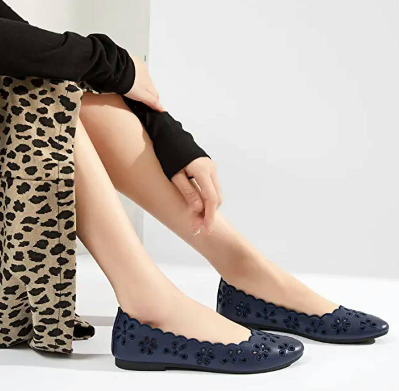 Fracora Flats with Floral Eyelets