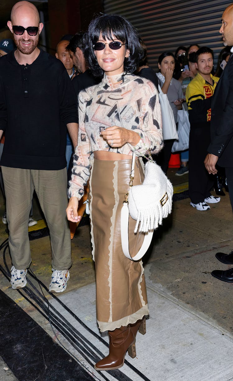  Singer-songwriter Lily Allen is seen leaving the FENDI Spring Summer 2023 Fashion Show and the cele...