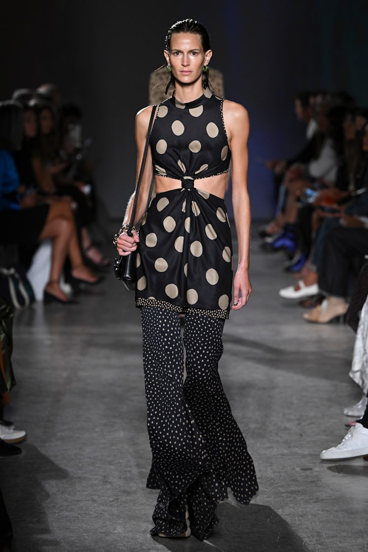 NEW YORK, NEW YORK - SEPTEMBER 09: A model walks the runway at the Proenza Schouler fashion show dur...