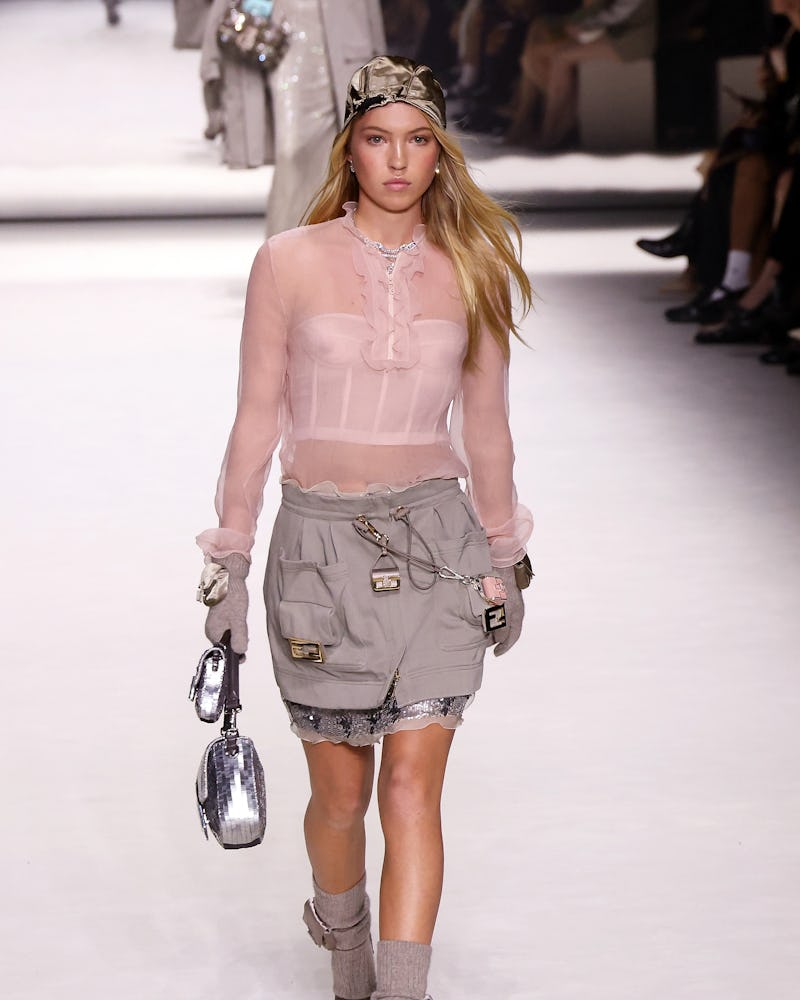 Lila Moss walks the runway during the Fendi 25th Anniversary Celebration of the Baguette
