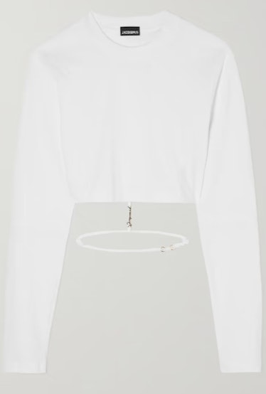 Pino Cropped Cutout Cotton-jersey T-shirt