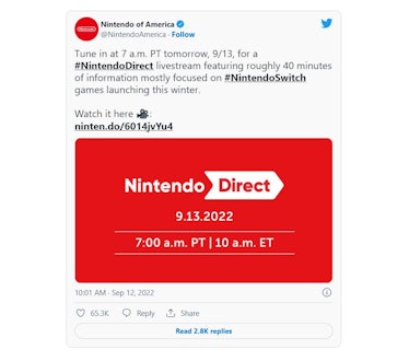 Nintendo Direct September 2022 presentation to reveal games launching this  winter
