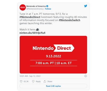 Nintendo Direct September 2022 date, time, how to watch, and what to expect