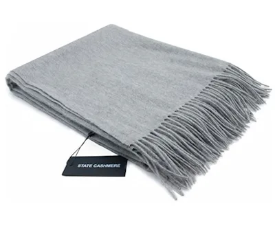 Luxury Extra Soft Cashmere Blanket Throw – 56x102 Inches, Made In Nepal, Light Gray, Travel Size