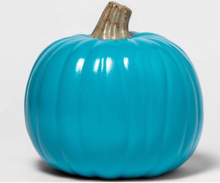 Target's Halloween 2022 decorations include a teal carvable pumpkin
