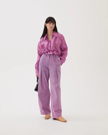 Rejina Pyo Organic Cotton Denim Purple Trousers 
