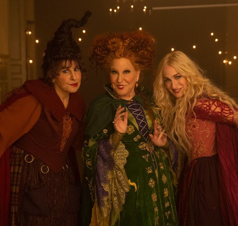 Bette Midler as Winifred "Winnie" Sanderson, Sarah Jessica Parker as Sarah Sanderson, Kathy Najimy a...