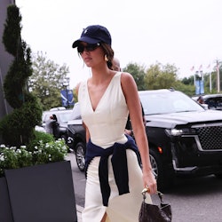 Kendall Jenner wore a white dress to the US Open.