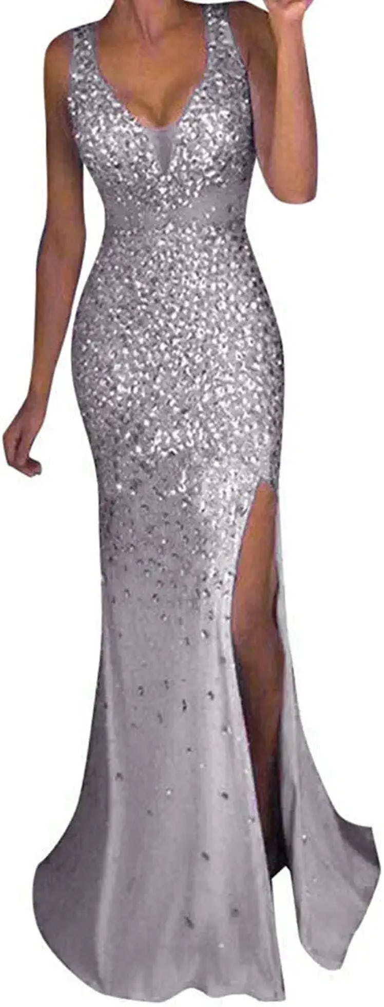 silver sequin dress