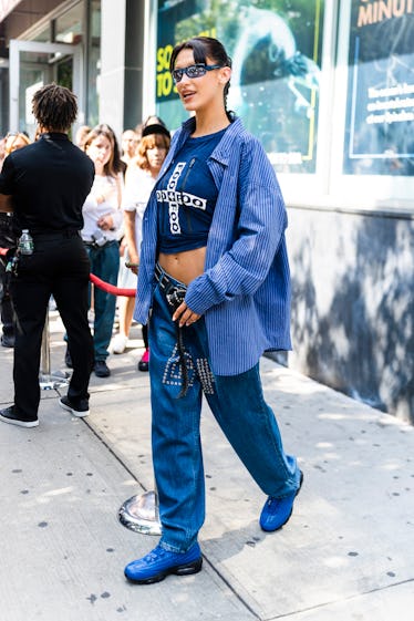 Bella Hadid attends the Foo and Foo fashion show during New York Fashion Week in the Lower East Side...