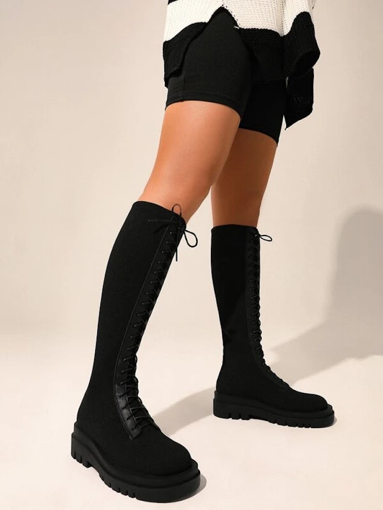 black combat boots