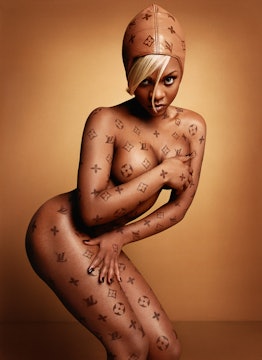 A David LaChapelle portrait of a naked Lil' Kim
