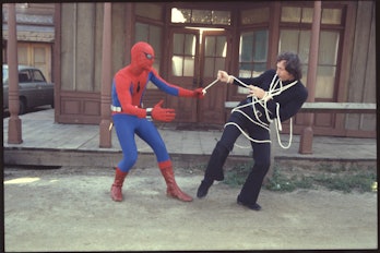 Spidey tangling up a very non-super villain.