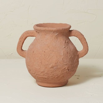 Terracotta Vase With Handle In Brown Clay 
