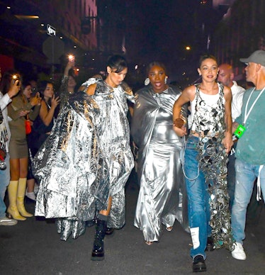 Bella Hadid, Serena Williams and Gigi Hadid attend the Vogue World fashion show during New York Fash...