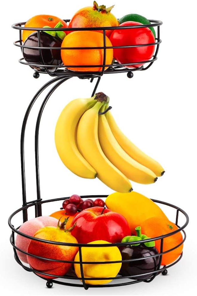 Auledio 2-Tier Fruit Basket with Banana Hanger