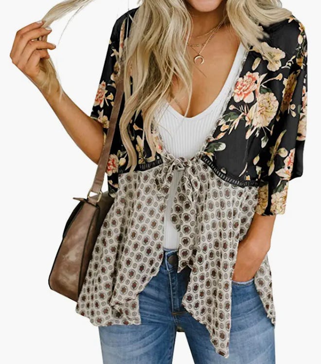 Caitefaso Ruffle Sleeve Lightweight Patchwork