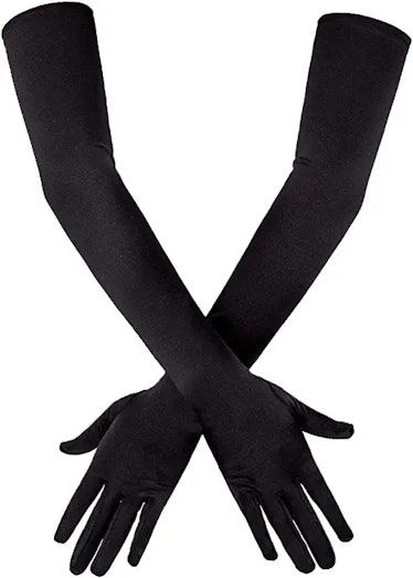 long black satin gloves