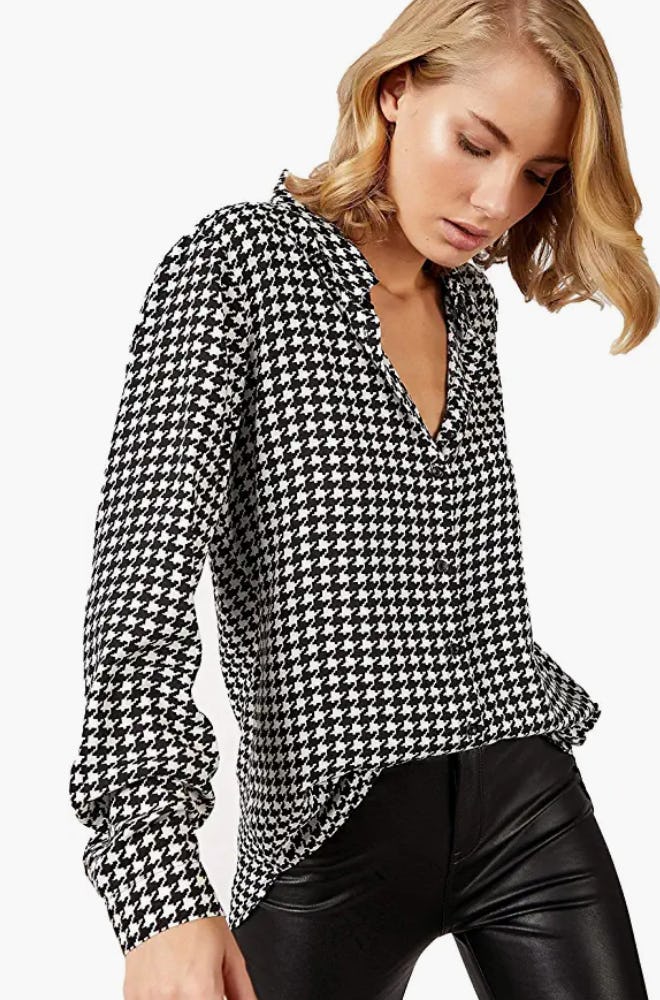 BIG DART Houndstooth Blouse
