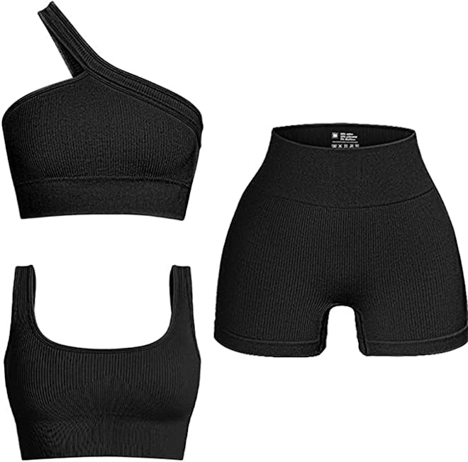 OQQ Ribbed Seamless Exercise Set (3 Pieces)