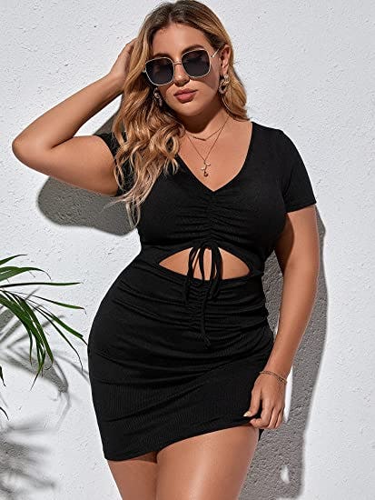 Romwe V Neck Cut Out Dress