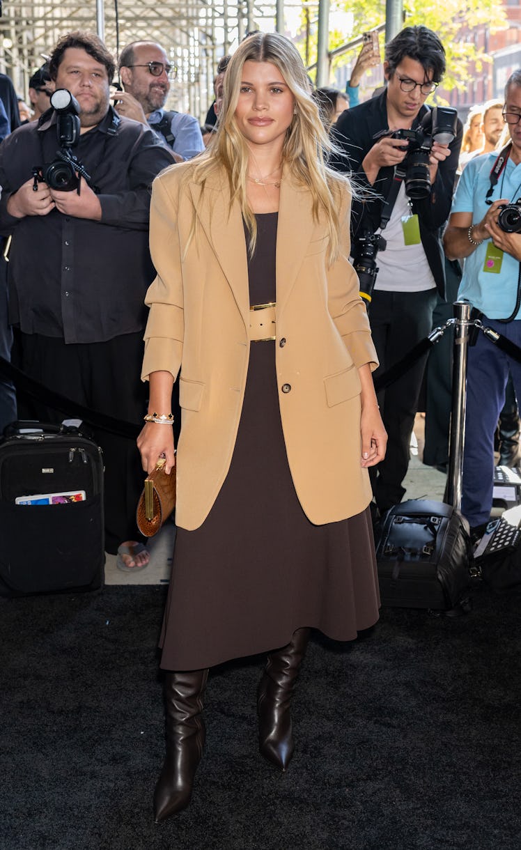 Sofia Richie is seen arriving to the Michael Kors Collection Spring/Summer 2023 Fashion Show during ...