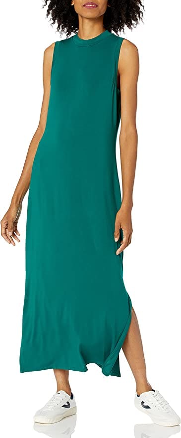 Daily Ritual Jersey Sleeveless Mock Neck Maxi Dress