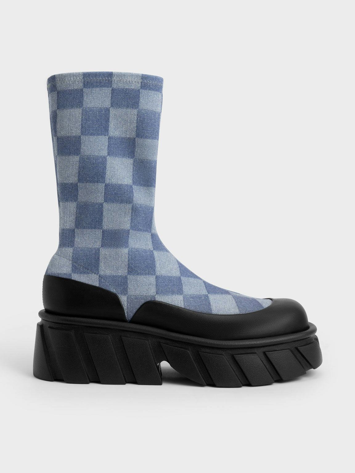 Aberdeen Denim Checkered Platform Boots