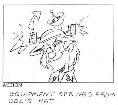 Storyboard art from the Back to the Future cartoon. Art by Ken Mitchroney, courtesy of Ken Mitchrone...