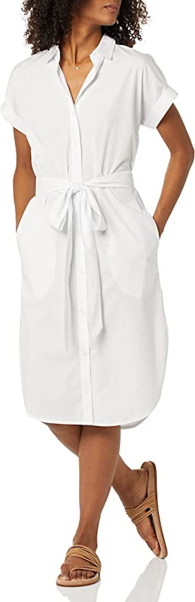 Amazon Essentials Short Sleeve Belted Shirt Dress