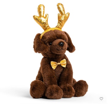 FAO Schwarz Cheers 4 Antlers Chocolate Labrador 12" Stuffed Animal with Removable Wear-and-Share Ear...