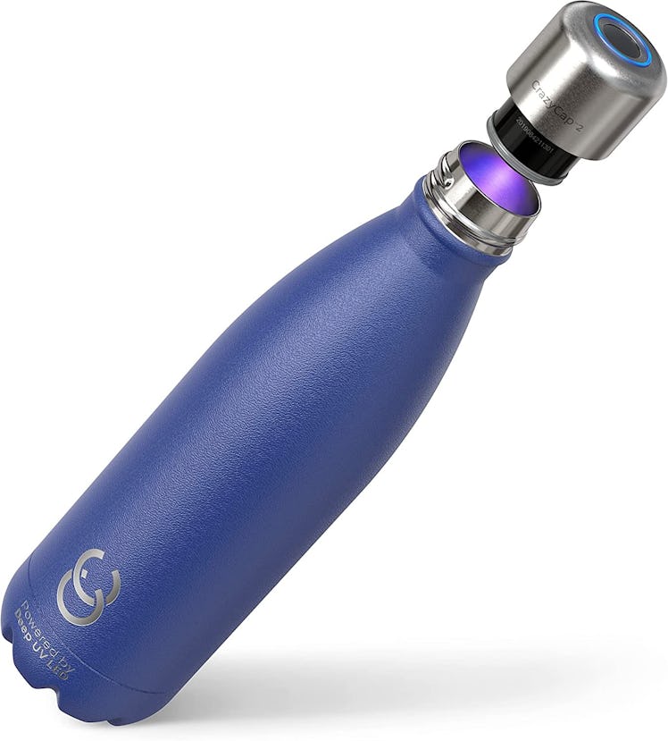 The CrazyCap water bottle uses UV light to remove bacteria and pathogens.