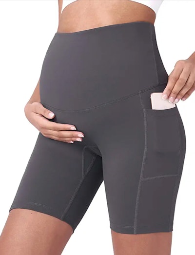 The POSHDIVAH Maternity Yoga Shorts With 5" Inseam are one of the best petite maternity yoga shorts ...