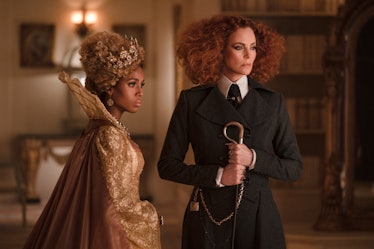 Kerry Washington as Professor Clarissa Dovey and Charlize Theron as Lady Lesso in ‘The School For Go...