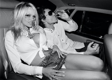 David LaChapelle and Pamela Anderson on their way to the Oscars