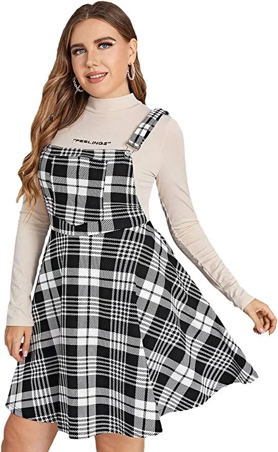 Romwe Plus Size Pinafore Dress