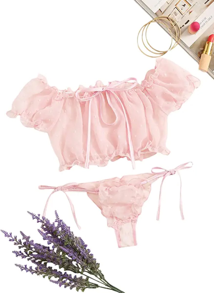 SheIn Ruffle Trim Lingerie Set