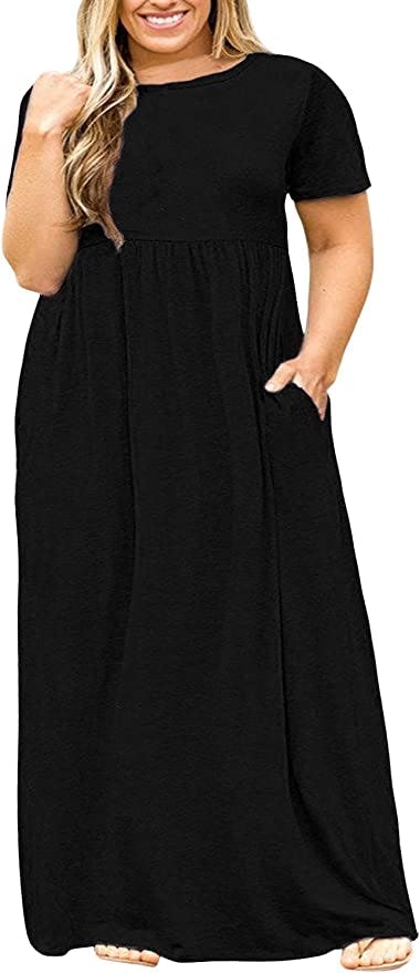 Nemidor Short Sleeve Loose Maxi Dress