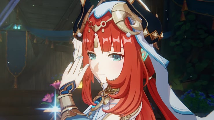 genshin impact red hair lady