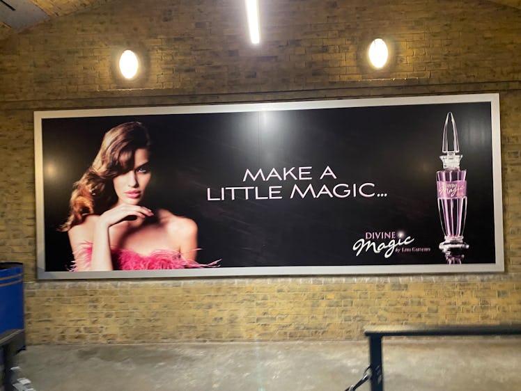 The ad in King's Cross Station is one of the hidden details in both Diagon Alley and Hogsmeade at Un...