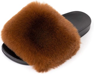 FUNKYMONKEY Faux Fur Slip On Sandals