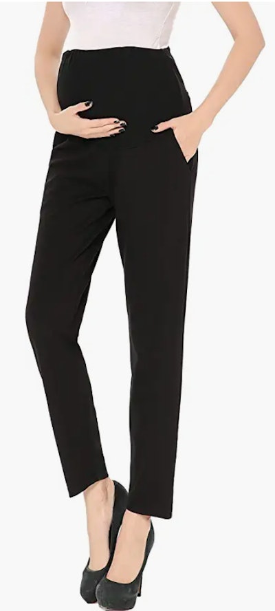 These Alina Mae Stretch Maternity Casual Work Pants are some of the best petite maternity pants from...