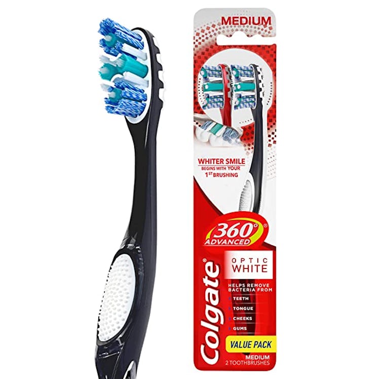 A sneaker-cleaning hack is to use Colgate 360° Advanced Optic White Toothbrush (Pack of 2)