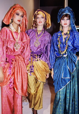 Models backstage at the Yves Saint Laurent ready-to wear spring 1981 show