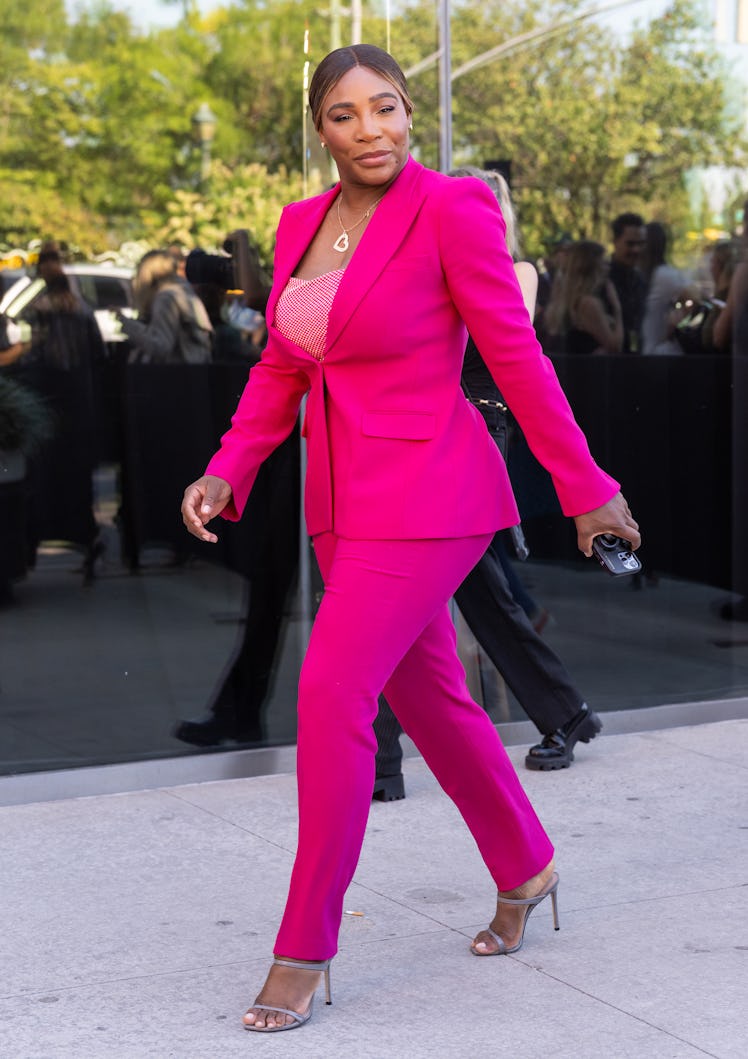 Serena Williams is seen leaving the Michael Kors Collection Spring/Summer 2023 Fashion Show during N...