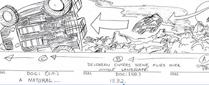 Storyboard art from the Back to the Future cartoon. Art by Ken Mitchroney, courtesy of Ken Mitchrone...