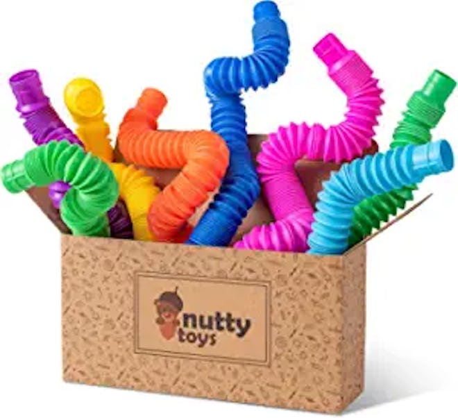 Bendable, buildable, noisy pop tubes are a great sensory toy for 1-year-olds gaining their motor ski...