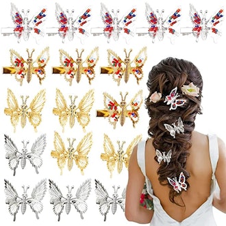 3D Butterfly Hair Clips Metal With Moving Wings