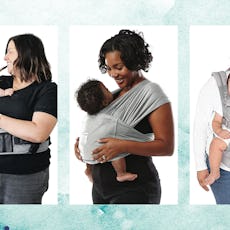 Three Side By Side Pictures Of Women With Kids In Baby Carriers